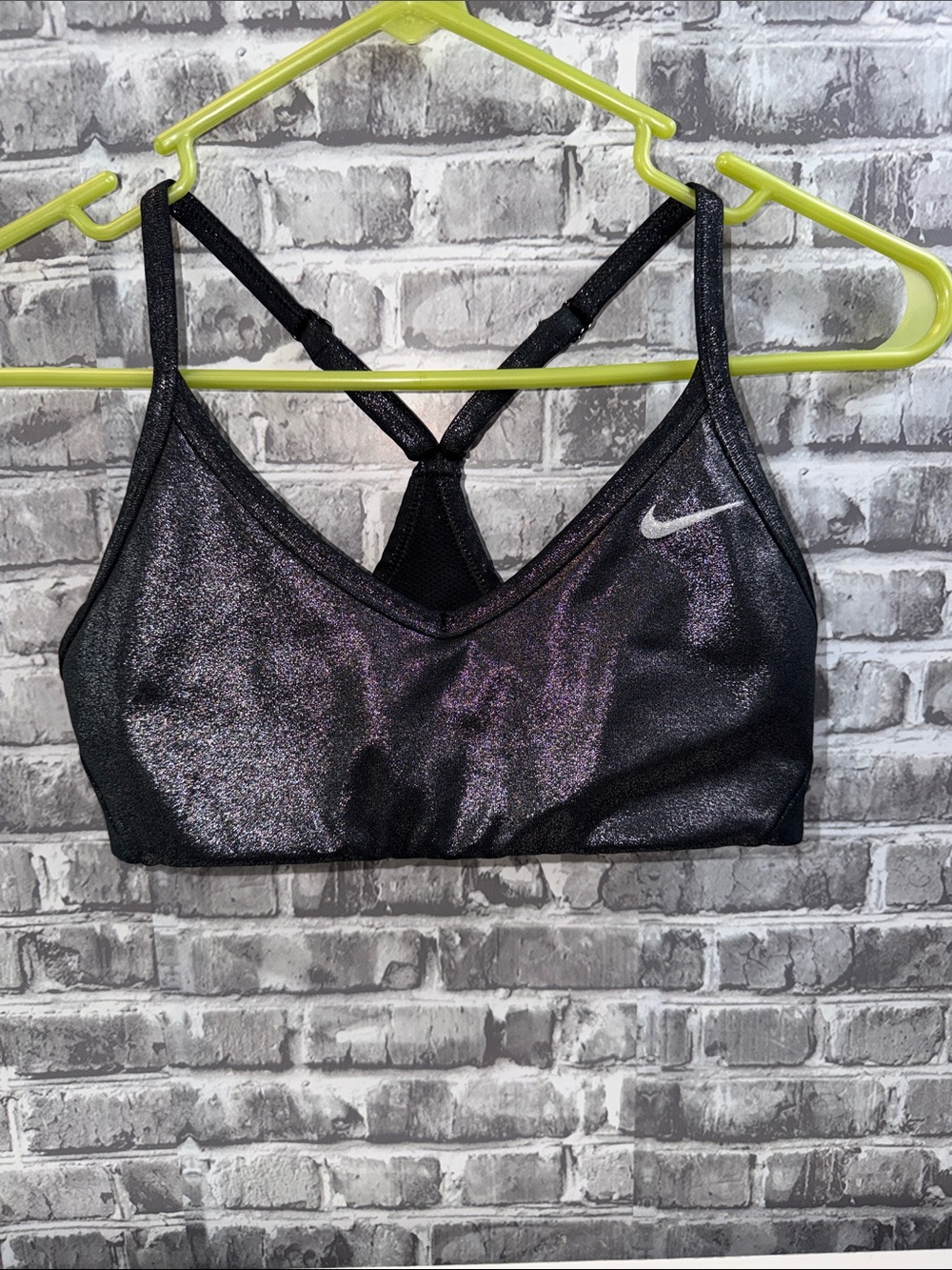 Nike Women's Shimmer Black & Purple Racerback Sports Bra